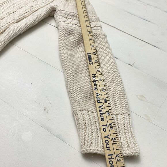 Open Front Cream Chunky Cable Knit Fisherman Sweater Peck & Peck Women's Med - Picture 8 of 9